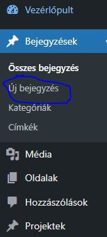 új blogbejegyzés létrehozása - WordPress