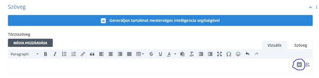 A Divi AI használata, megjelenítése a szöveg modulon belül  