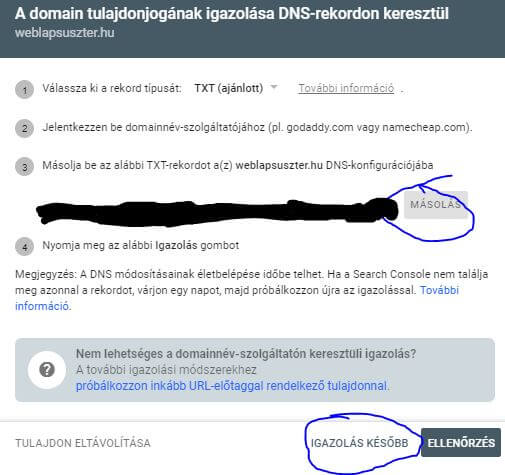 Search Console beállítása, másolás