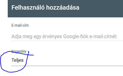 Search Console beállítása, teljes jog